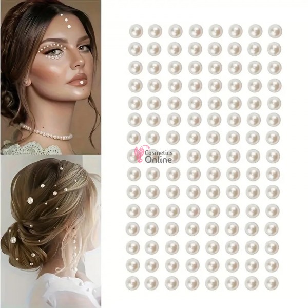 Perlute din acril pentru make-up cu adeziv PGA003 Crem 6mm 260buc